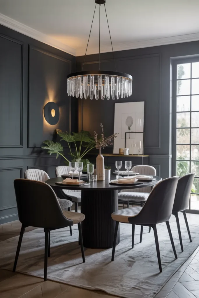 Moody Charcoal Gray Dining Room