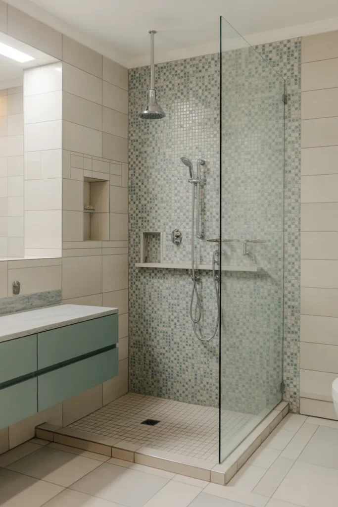 Mosaic Tile Shower Feature