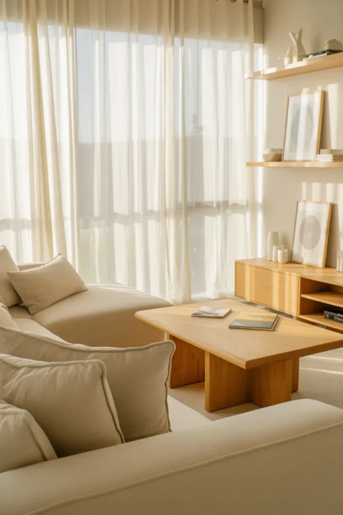 Neutral Living Room with Large Windows