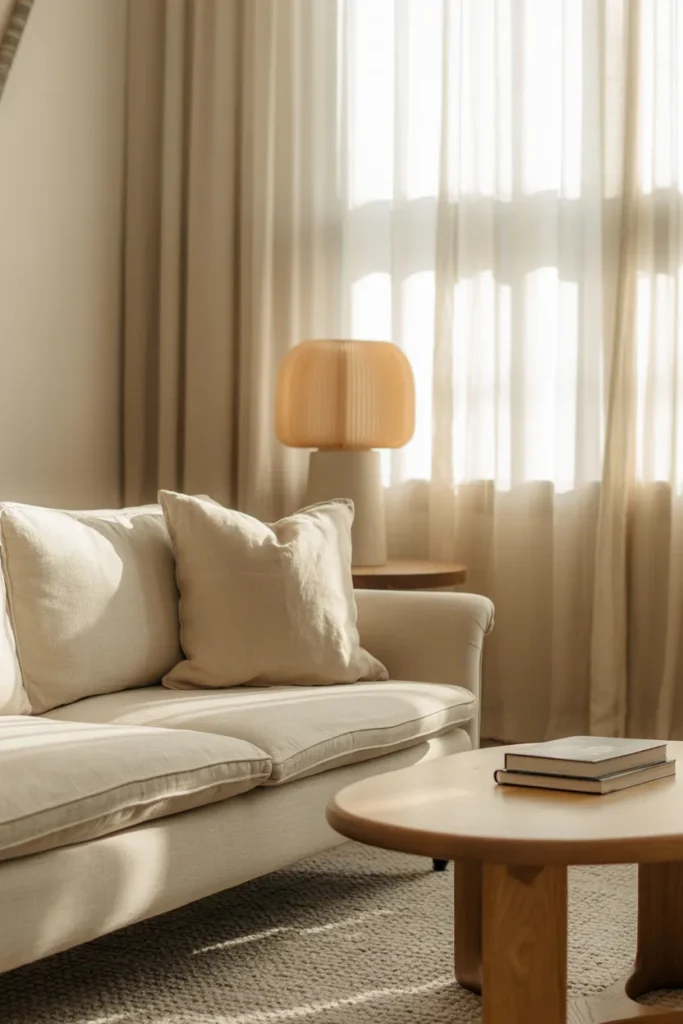 Neutral Living Room with Linen Sofa