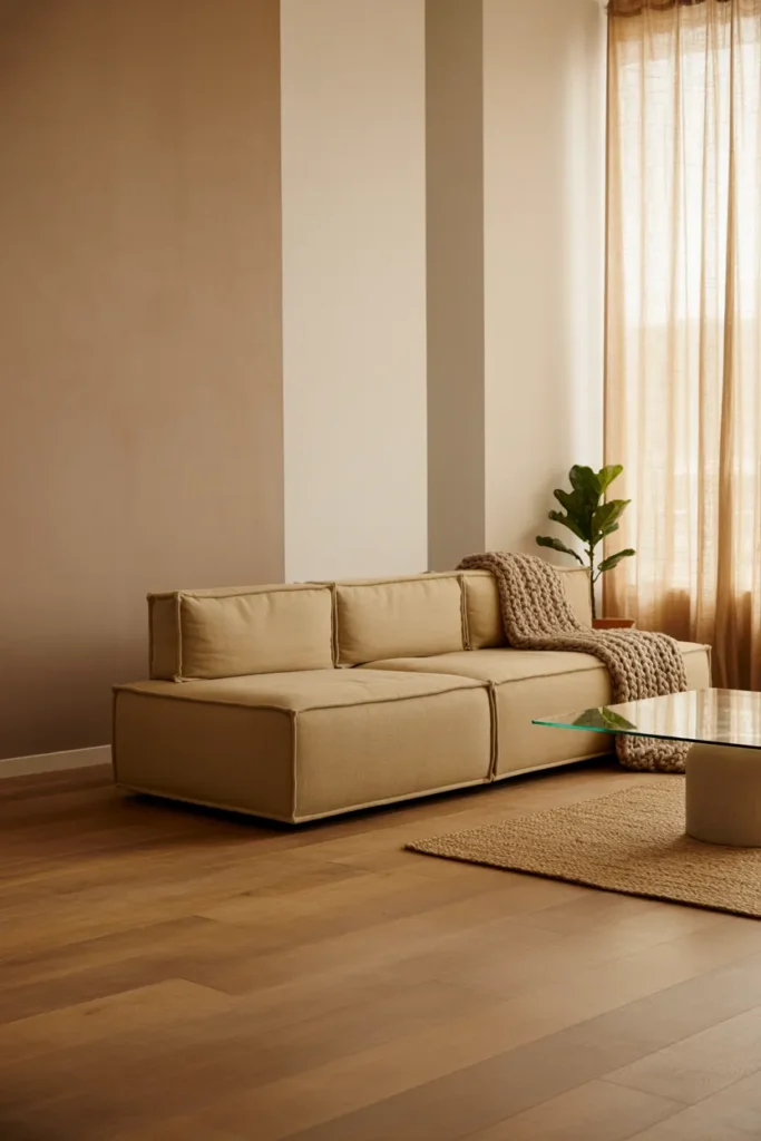 Neutral Living Room with Low Profile Furniture
