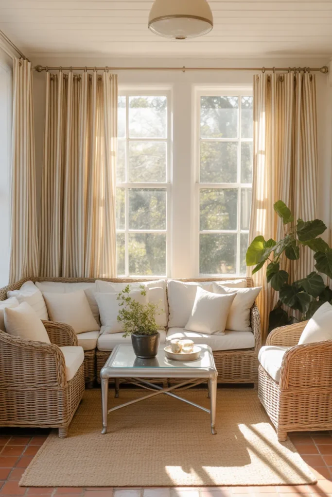 Neutral Striped Curtains for Subtle Pattern