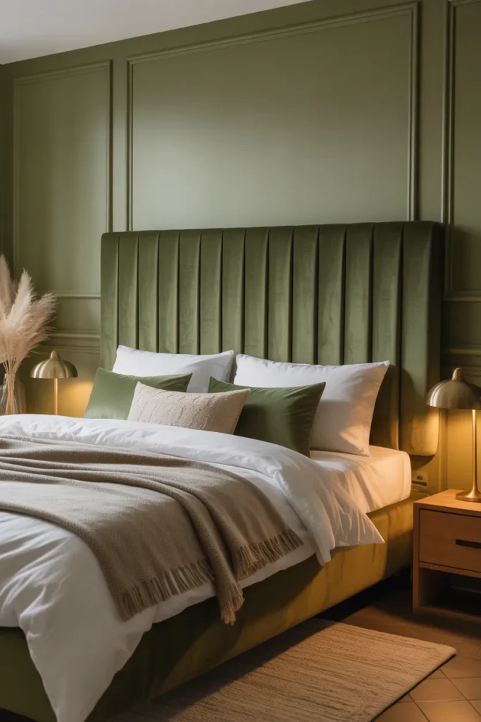 Olive Velvet Headboard