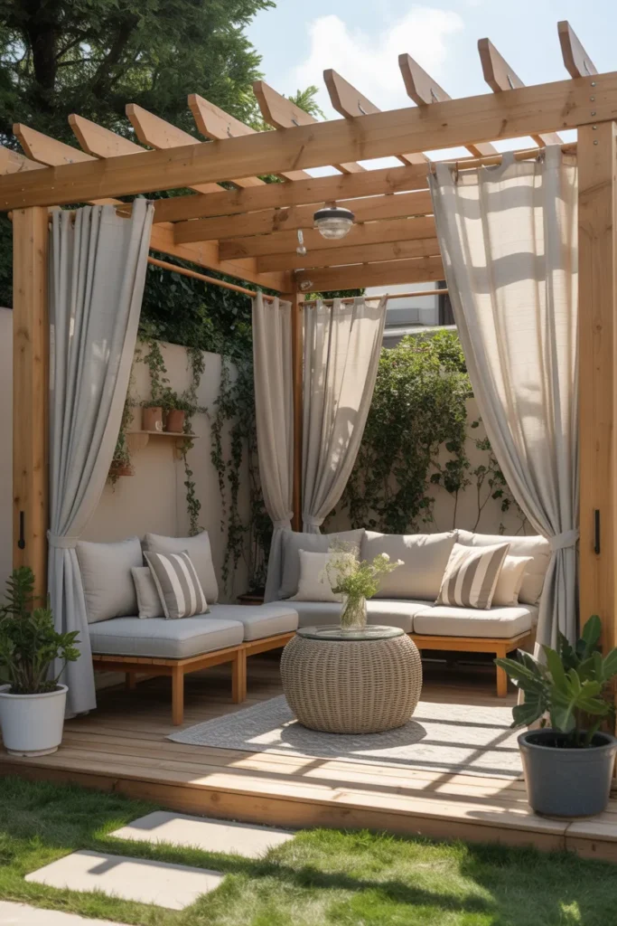 Pergola-Covered Seating Area