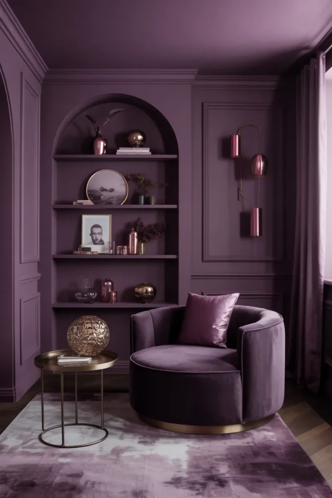 Plum Purple Color Drenched Living Room