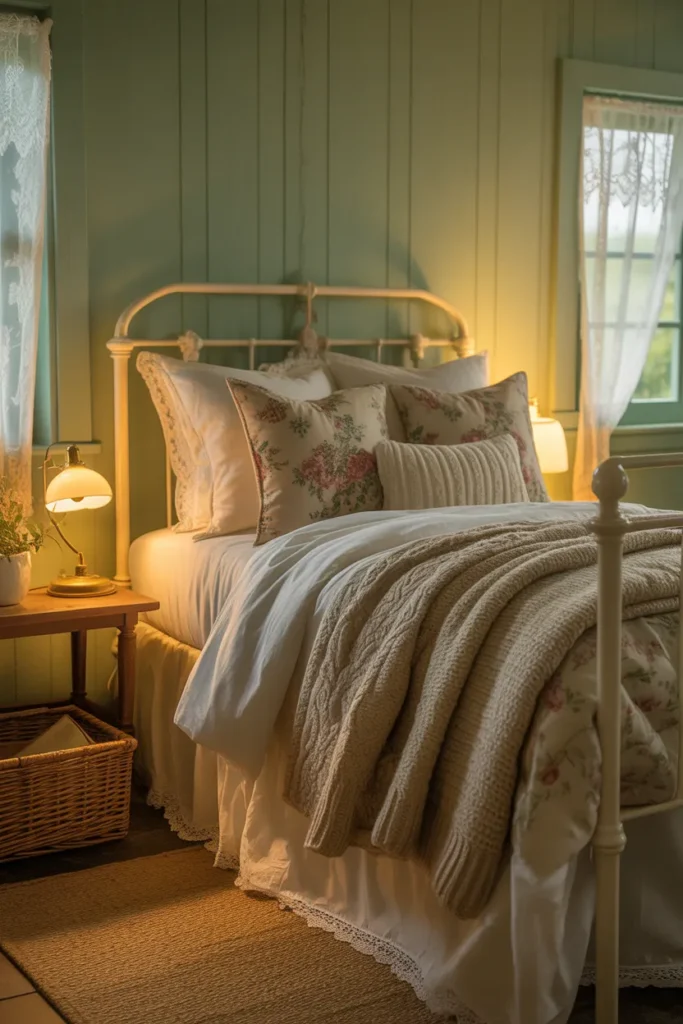 Rustic Cottage Bedroom with Soft Layered Textiles