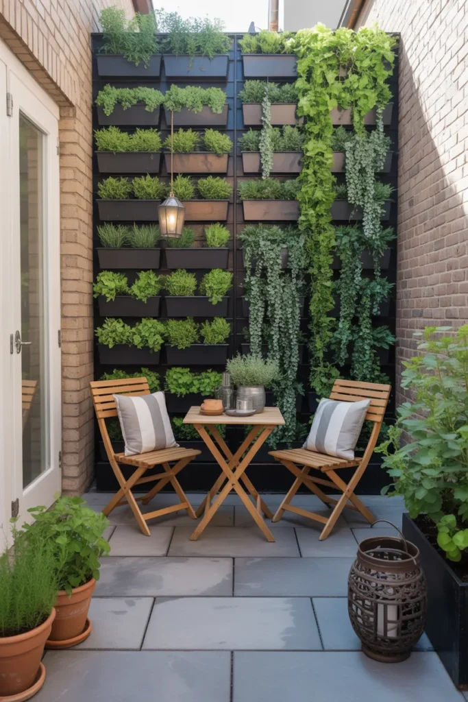 Small Backyard Patio with Vertical Garden