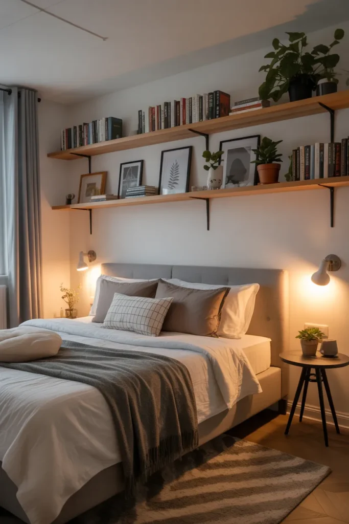 Small Bedroom with Floating Shelves