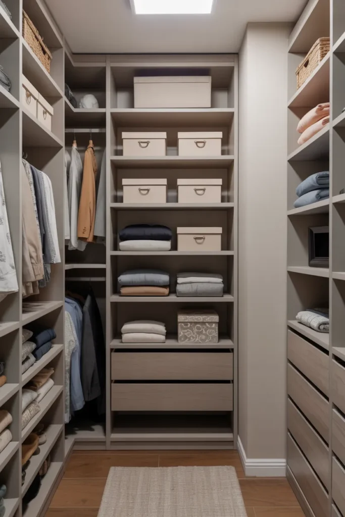 Small Walk-In Closet with Floor-to-Ceiling Shelving