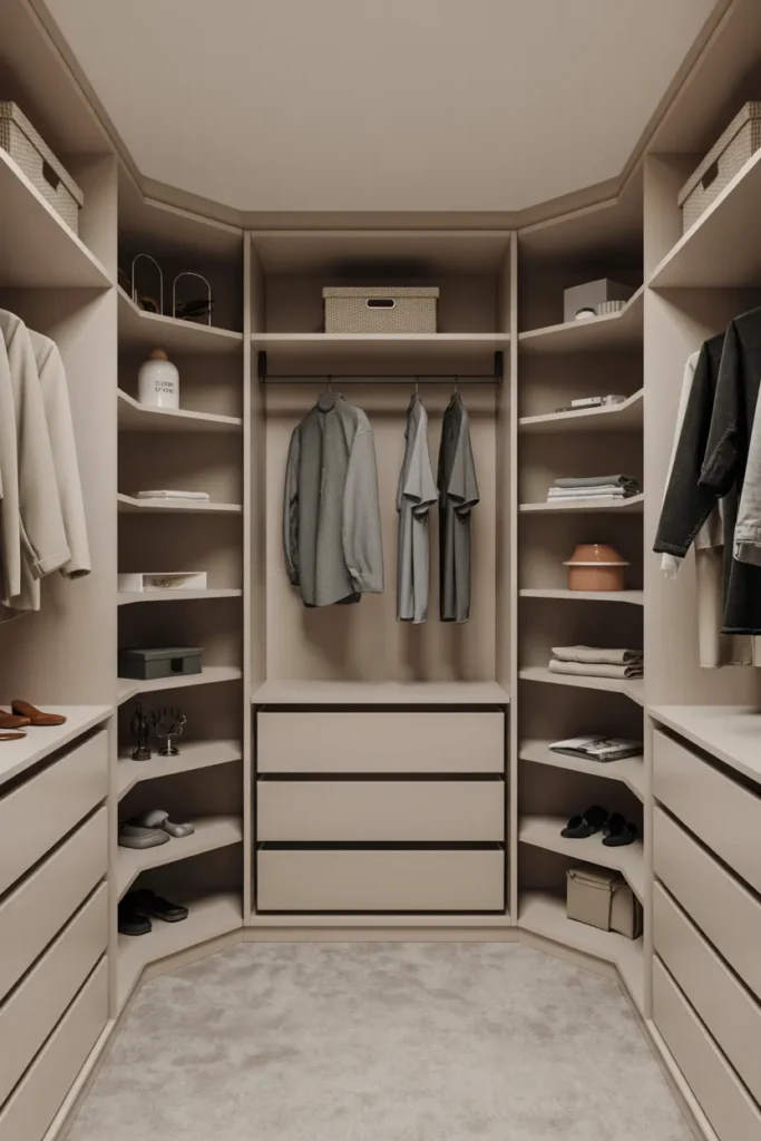 Small Walk-In Closet with Minimalist Layout