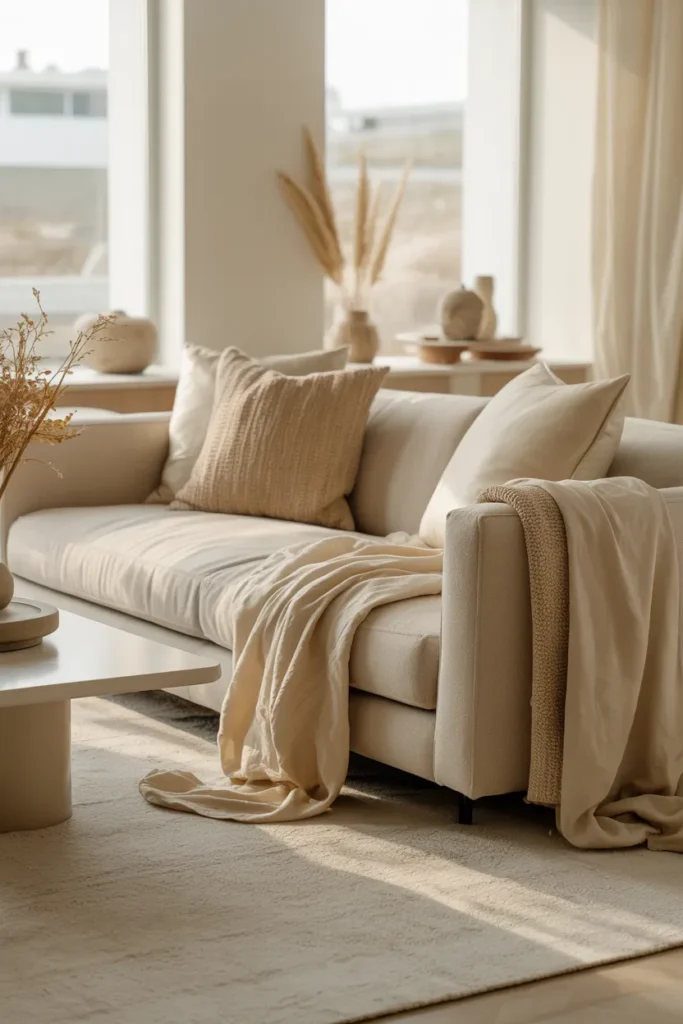 Soft Beige Living Room with Layered Textures