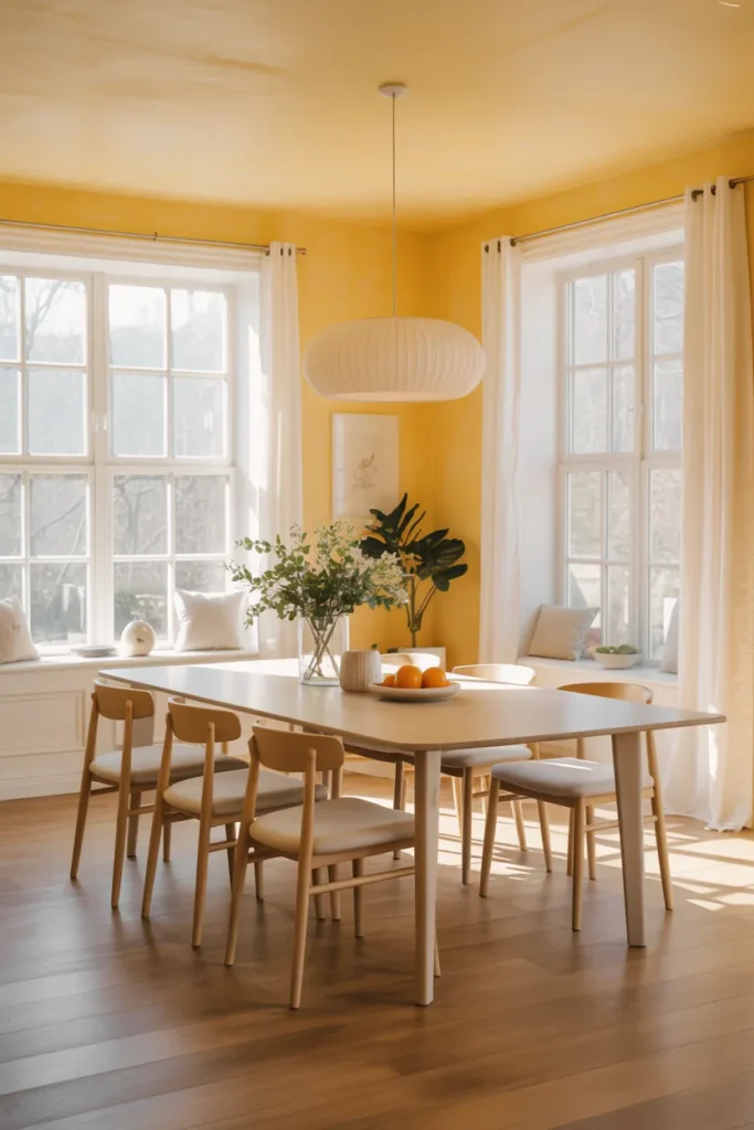 Soft Butter Yellow Dining Room