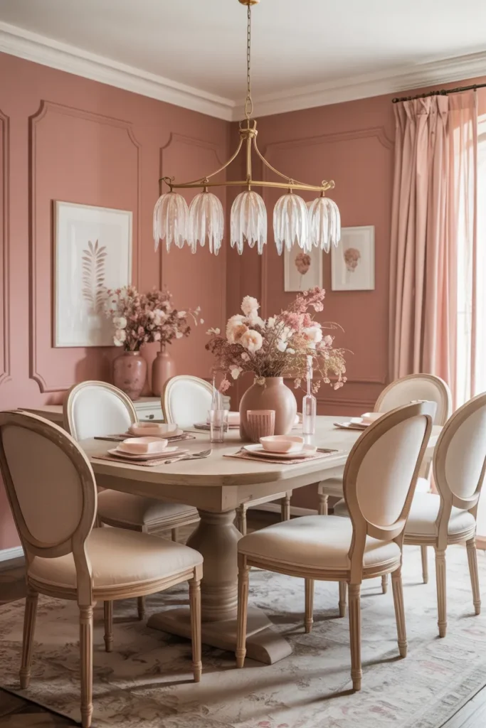 Soft Dusty Rose Dining Room Walls