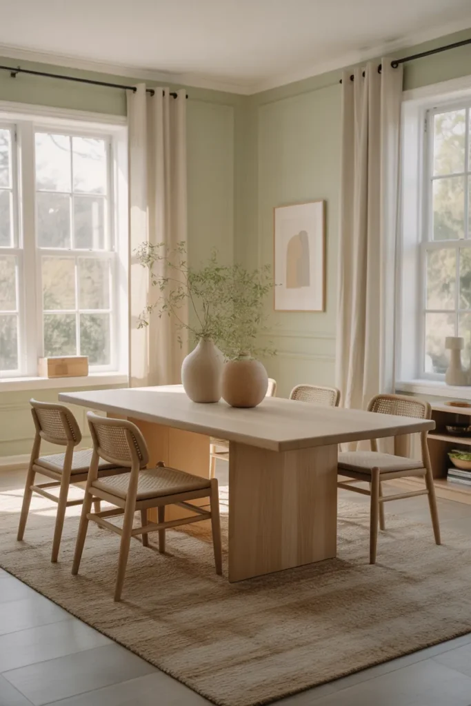 Soft Sage Green Dining Room Walls