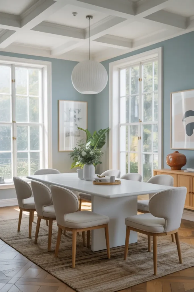 Soft Sky Blue Dining Room