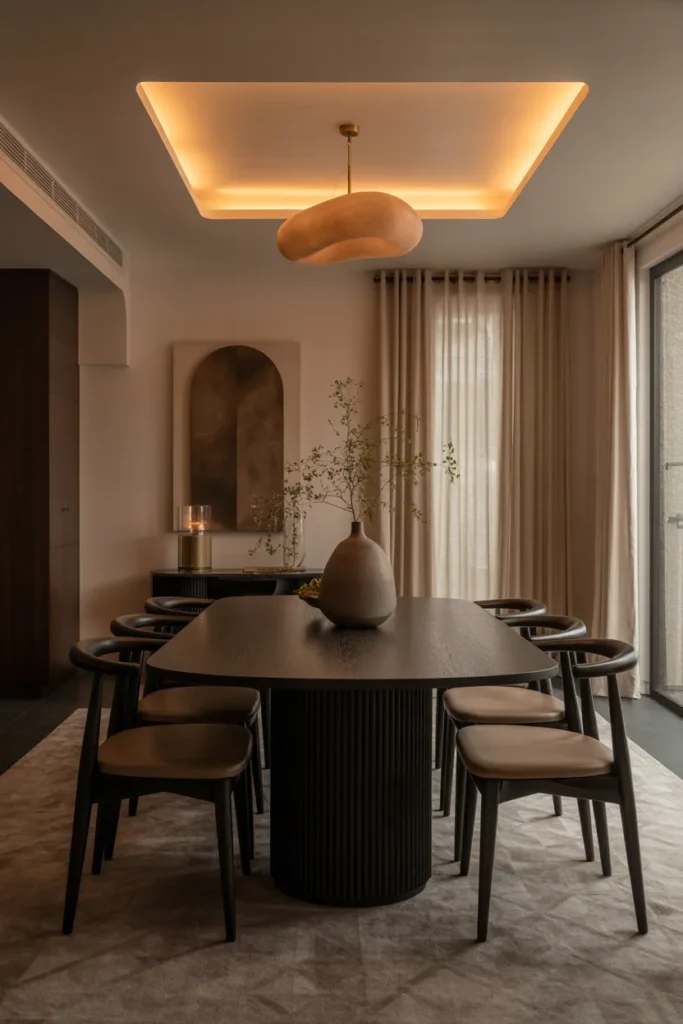 Sophisticated Dining Room with Dark Wood Furniture