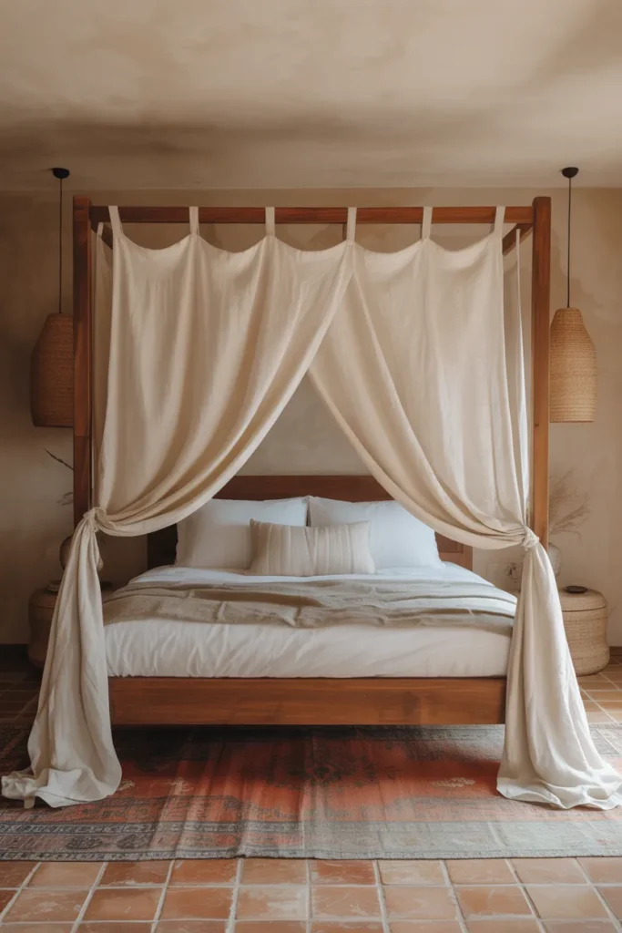 Spanish-Style Bedroom with Canopy Bed Charm