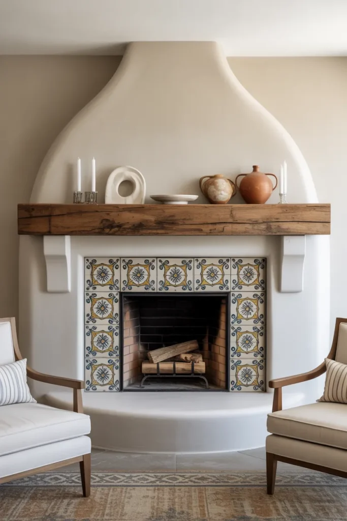 Statement Fireplace with Curved Plaster Surround