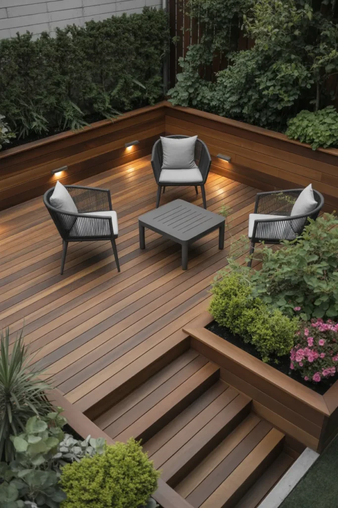 Stylish Deck with Built-In Planters