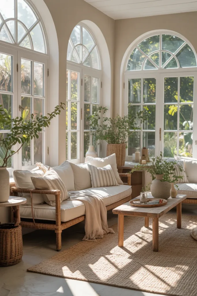 Sunroom Addition with Neutral Color Palette