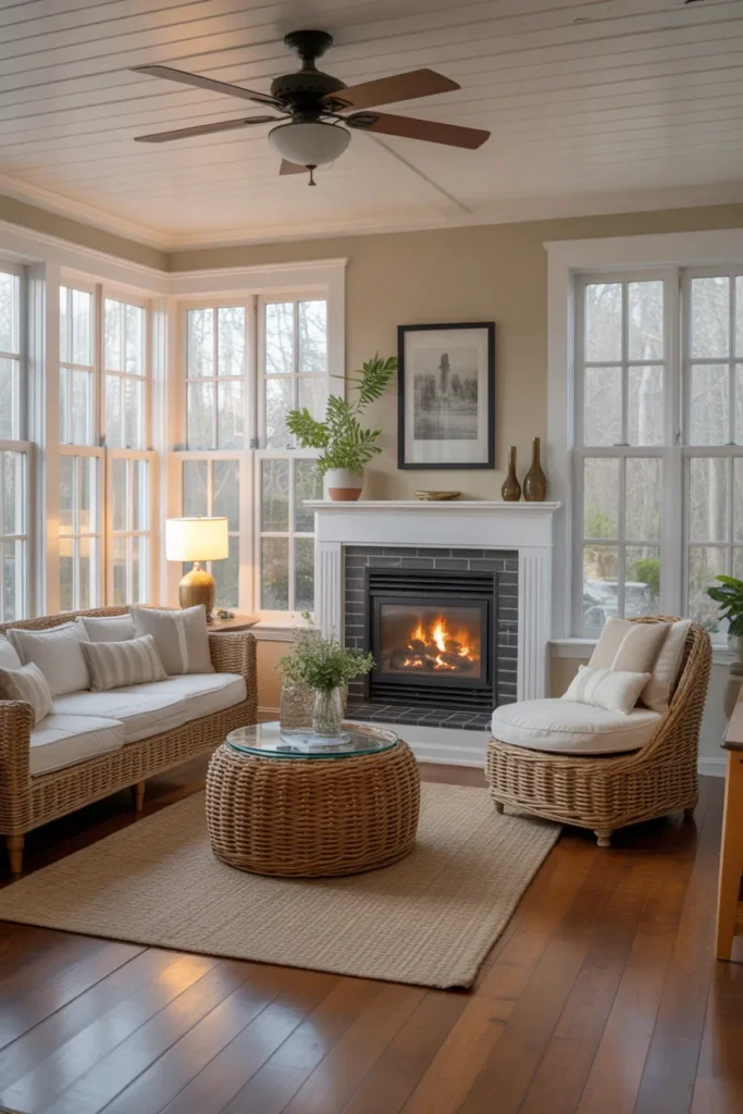 Sunroom with Fireplace