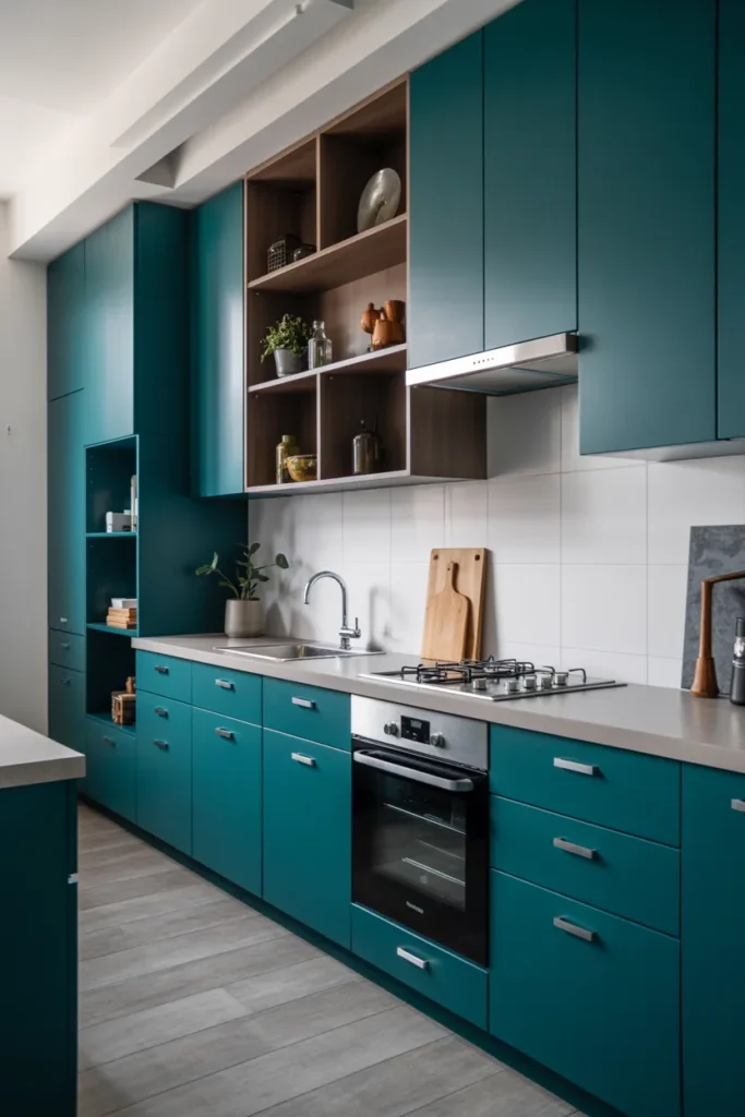 Teal Blue Cabinets for Modern Style