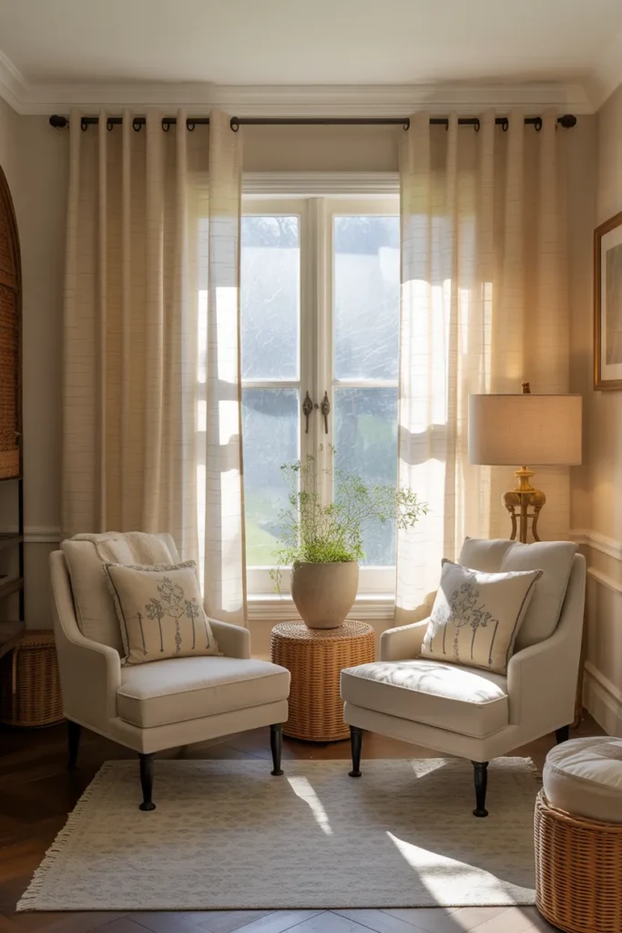 Textured Curtains for Added Depth