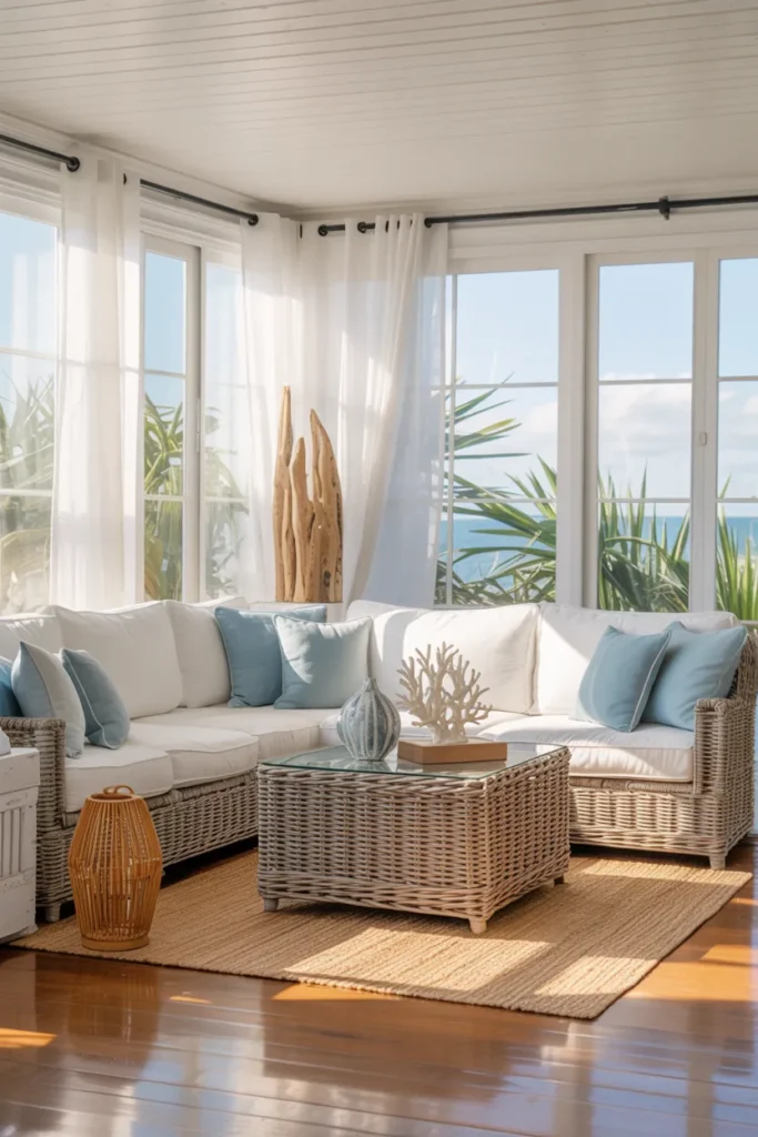 Three Season Room with Coastal Style Decor