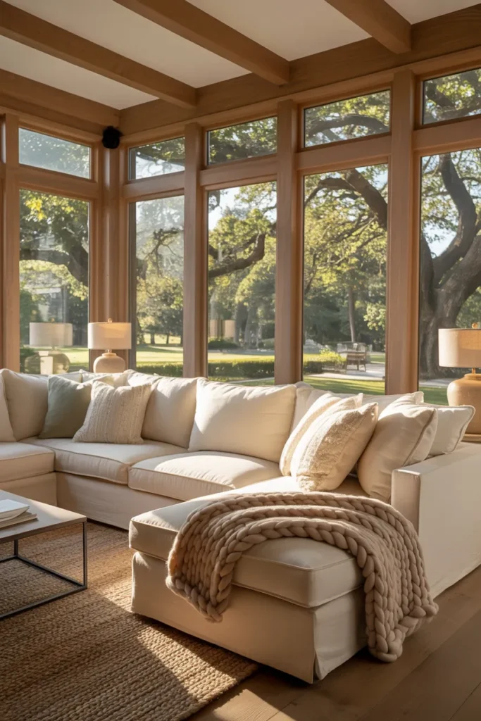 Three Season Room with Comfortable Sectional Sofa