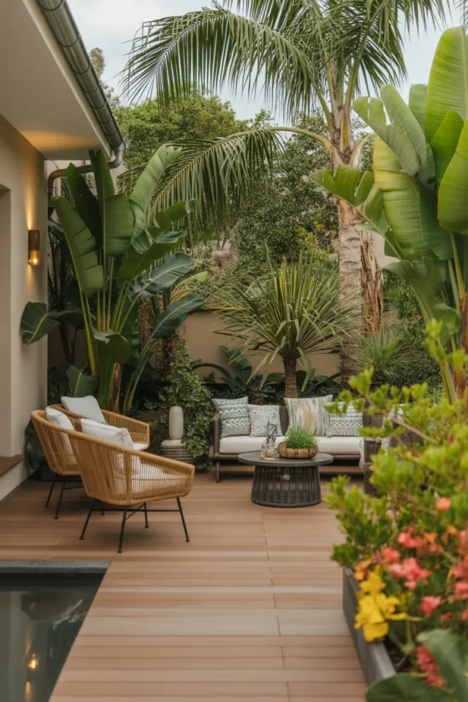 Tropical Patio Retreat with Lush Palms