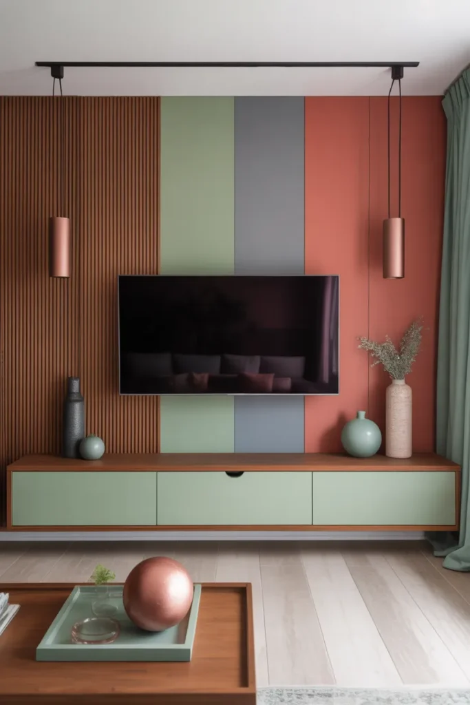 Two-Tone Panel TV Wall