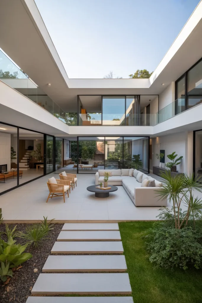 U-Shaped 3 Bedroom House Plan