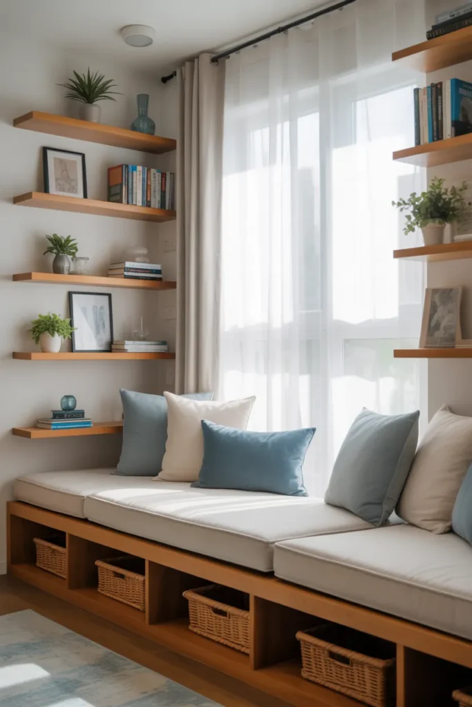Window Nook with Floating Shelves