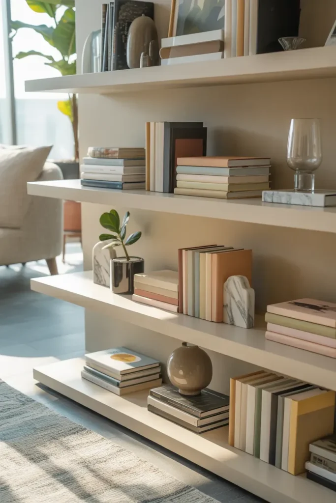 Color-Coordinated Book Stacks