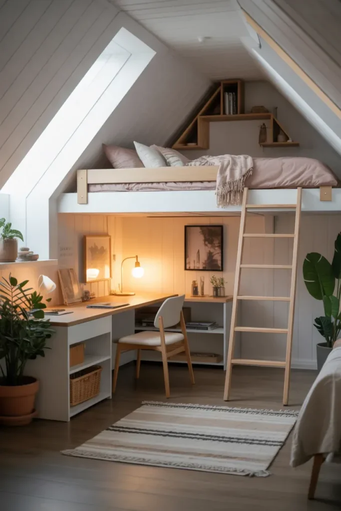 Lofted Bed with Desk