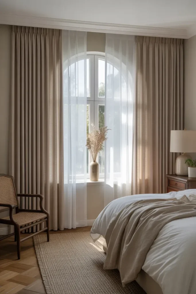 Neutral Layered Curtains
