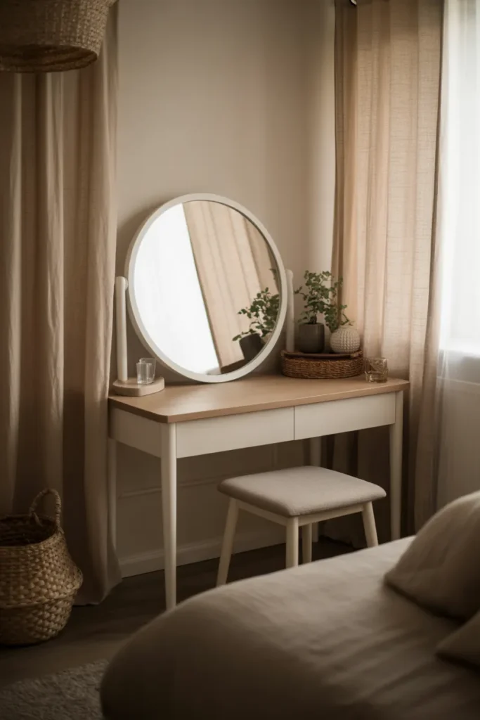 Round Mirror Vanity