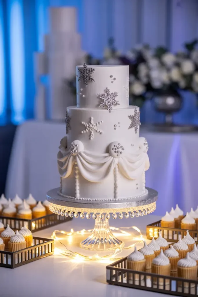 Silver & White Cake Display