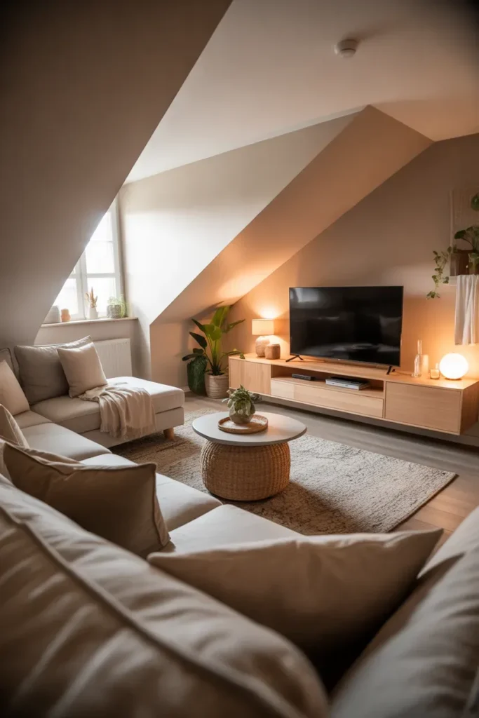 Sloped Ceiling Media Lounge